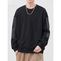 Men's hoodie new American simple plus velvet crew neck long sleeve T-shirt men's plus fat plus extra