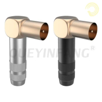 QUEYINFANG TV Plug Copper shell Television Male Plug TV Terminal Antenna Connector 90 Degrees TV Plug TV male Connector