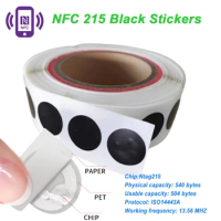 Ntag215 Black Tag 13.56MHz ISO14443A 504 Bytes Black Sticker Ntag 215 NFC Sticker For All NFC Phones RFID Adhesive Smart Tag
