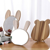 鏡子女化妝鏡台式木質單面梳妝鏡美容學生宿舍桌面鏡子少女小便攜 交換禮物