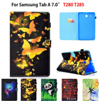 Fashion Painted Case For Samsung Galaxy Tab A a6 7.0 2016 T280 SM-T280 SM-T285 Cover Funda Tablet Silicone PU Leather Stand Capa