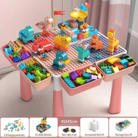 New Double-Sided Kids Activity With Storage Large Marble Run Building Blocks Table 6-In-1 Multi Play