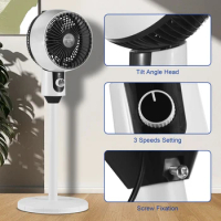 Pedestal Fan High Velocity 3 Speeds Quiet Standing Floor Fan for Living Room / Bedroom / Kitchen and Home Office