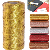 100m/Roll 1.5mm Gold Silver Macrame Cord Rope Twine Packing Rope Ornament String For DIY Wedding Party Christmas Gift Decor