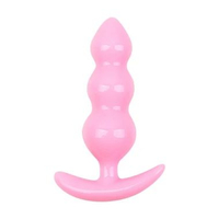 Plug Silika 3 bagian termasuk Plug Set aman lembut manik-manik Butt Plug mainan pink