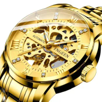 FNGEEN Men Watch Top Brand Luxury Automatic Mechanical Watch Men Full Steel Business Life Waterproof Hollow Sport Watches