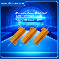 2/pcs 50W RX24 Aluminum Power Metal Shell Case Wirewound Resistor 0.01R ~ 100K 1ohm 6 8 10 20 30 47 200 300 500 1K 10K ohm