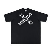 【KENZO】KENZO白字印花LOGO棉質字母X造型短袖圓領T恤(男款/黑)