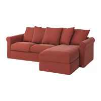 GRÖNLID 三人座沙發附躺椅, ljungen 淺紅色, 258x98x49 公分