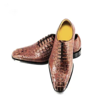 hubu true crocodile shoes Men shoes manual leather shoes Men's leather shoes real leather sole male shoes crocodile leather