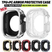 2 in 1 Protective Case for Apple Watch Ultra 2 49mm 9 8 7 654 Se Armor Bumper Anti-fall Shell Iwatch Series 40mm 41mm 44mm 45mm