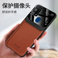 Luxury Original Acrylic Leather Case For Samsung Galaxy M31 Camera Protect Phone Cover for Galaxy M31 M 31 Silicone Frame Coque