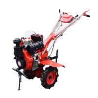 Best Mini Gasoline Tiller Small Field Cultivator Mini Power Multifunctional Farm Tiller with Ridger Tools Provided Red 110 Huamo