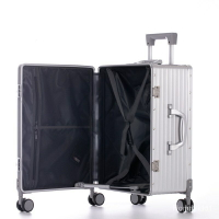 【，關注有禮】一九開前側開行李箱多功能全鋁密碼箱男款20寸鋁框素色旅行拉桿箱 EOTJ