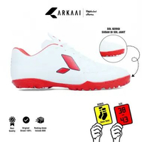 ARKAAI - Sepatu Futsal Mini Soccer Arkaai Gravix Biru Orange Sol Gerigi Karet Mentah 39 Putih