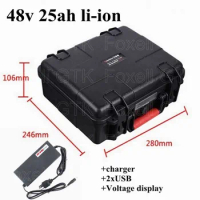 48v 25ah lithium battery pack with BMS Rechargeable 48v li ion battery for ebike Scooter storage systems golf cart+3A Charger