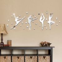 【Wall stickers】 new 3D Acrylic Mirror Surface Wall Sticker Ballet Dance Girls Design for Dance room 