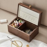 實木針線盒家用套裝便攜多功能結婚手縫紉工具大容量收納盒針線包