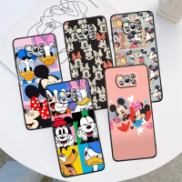 Disney Mickey Minnie Phone Case For Xiaomi Mi Poco X5 X4 X3 M5 M5S M4 M3 F5 F4 F3 F2 C40 Pro GT NFC 5G Black Cover