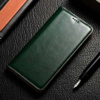 Magnet Natural Genuine Leather Skin Flip Wallet Book Phone Case Cover On For Samsung Galaxy Note 10 Plus 5G Note10 10Plus 256 GB