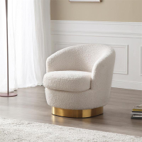 沙發 懶人沙發 現代簡約北歐風小戶型臥室陽臺白色羊羔絨圓形不銹鋼單人沙發椅子