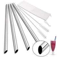 Angled Tips Reusable Smoothie Straws 12mm Wide 304 Stainless Steel Boba Straws Party Bar Drinking Metal Straw for Bubble Tea