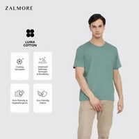 Zalmore Men Oneck T-Shirt Premium LUMA Cotton - Kaos Polos Pria Lembut Ringan Sejuk Army S