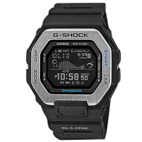 【CASIO 卡西歐】G-SHOCK 極限運動 藍牙連線 月相潮汐 防水 電子液晶 手錶 黑x銀框 46mm(GBX-100-1)