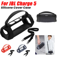 For JBL Charge 5 Silicone Cover Case with Shoulder Strap For JBL Bluetooth Speaker Waterproof Travel Carrying Protective Case