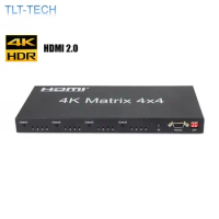 2.0 HDMI Matrix 4x4 4K@60Hz（RGB/YUV 4：4：4）Switch Splitter 4 in 4 out control through RS232 or IR remote HDMI Switcher