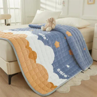 Winter Warm Soft Thicken Velvet Non-slip Mattress Topper Queen Size Bed Spread Home Dormitory Foldable Thin Tatami Mat Bedsheet