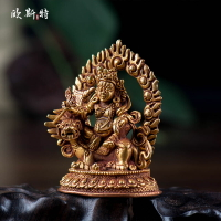 歐斯特尼泊爾 7厘米 全鎏金 財寶天王 供佛像佛像隨身小佛像擺件