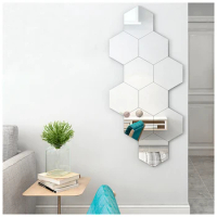 Washable Waterproof Mirror Wall Sticker Hexagonal Stereo Mirror Decals Removable Self-adhesive Sticker Home Bathroom Decoration