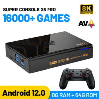 Super Console X5 Pro Video Game Console with built-in 10000+ games , 40+ emulators for PS2/PS1/DC/ARCADE Android12 Smart TV Box