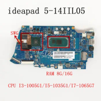 Used For Lenovo ideapad 5-14IIL05 Laptop Motherboard mainboard CPU I3-1005G1-G3/I5-1035G1-G3/I7-1065G7 RAM 8G/16G 100% Test Work