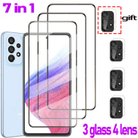 1~7Pcs,Glass For Samsung A53 Tempered Glass Samsung A73 A52 A33 Screen Protector Samsung A 53 Smartphone High Clarity Film Camera Lens SamsungA53 Prevent Scratches water proof Glasses Samsung Galaxy A53 A52S A23 5G