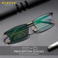 BLMUSA Multifocal Anti blue Ray Reading Glasses for Men Ultralight Alloy Optical Glasses Frame Progressive Photochromic Glasses