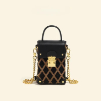 Mini crossbody bag, high-quality black gold bag, mobile phone bag, women's chain crossbody fashion women's bag