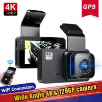 Car DVR Wifi GPS Dashcam IPS 4K&amp;1296P Dual Lens Registrator Auto Vehicle Camera Video Recorder 24 Hours Parking Monitor