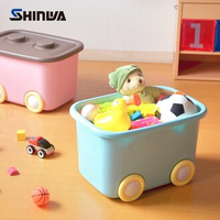 【日本伸和】日本製玩具衣物可疊固定收納箱L(32L)-附輪-2入