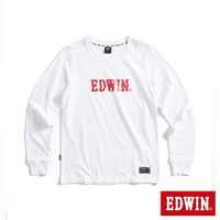 EDWIN EDGE 光能雜訊LOGO印花長袖T恤-女款 白色