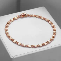 4mm Snail Bracelet For Men Women 585 Rose Gold Color Snail Link Chain Fashion Bracelet Jewelry CB08