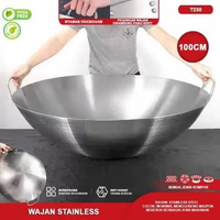 Wajan Stainless Steel Sus 304 Jumbo 100cm Kuali besar Anti Karat Bahan Tebal