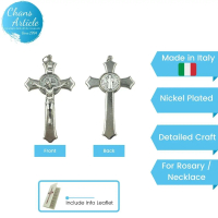 St Benedict Cross Medal 91096 Altar Server Crucifix Pendant Made in Italy - Nickel Plated