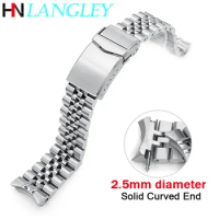 22mm Solid Stainless Steel for Jubilee Curved End Watchband for Seiko SRP777/773 SRPA21 for Water Ghost 2.5mm Link Pin Bracelet
