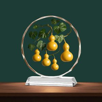 全城熱賣 - 五福臨門葫蘆水晶擺件客廳玄關電視櫃裝飾品鎮宅新房喬遷開業禮物五福葫蘆【特大號】高32*30cm直徑水晶底座款