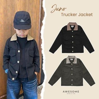 Awesomekids Juno Korean Trucker Jacket Anak Bahan Twill Casual Hitam Army 8Y JUNO ARMY