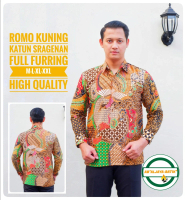 ROMO KUNING ALJAYA KEMEJA BATIK PRIA SOLO LENGAN PANJANG PENDEK LAPIS FURING PREMIUM MODERN KATUN