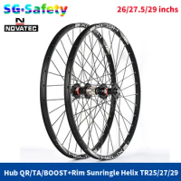 26/27.5/29 inch MTB Mountain wheelset NOVATEC Hub Sunridge Helix TR25/27/29 rim 32 holes QR/TA/BOOST 8-11S tubeless bike wheel