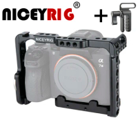 NICEYRIG DSLR Holder Camera Cage for Sony A7MIII a7m3 A7RIII a7r3 A7RII a7r2 A7SII a7s2 A7II A7S A7R A7 dslr Rig Rail Camera Rig
